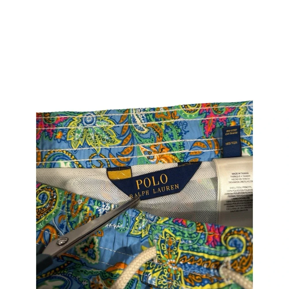 Polo Ralph Lauren Swim Shorts Paisley Print Drawstring Multicolor Men's XL